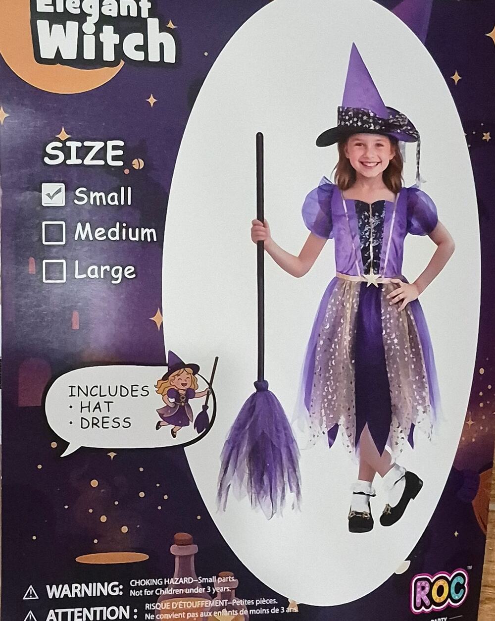 NEW Halloween Costume purple glitter elegant Witch Costume Girls size small